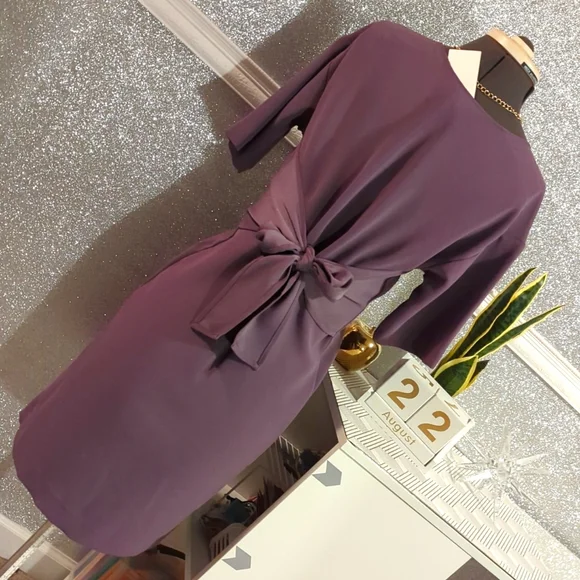 Lavender, Purple short-sleeved casual/formal, summer/fall wedding guest dress - Picture 11 of 11